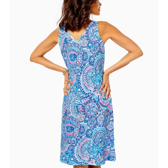 Lilly Pulitzer Florin Sleeveless Linen Dress Blue Size Medium - Picture 3 of 9